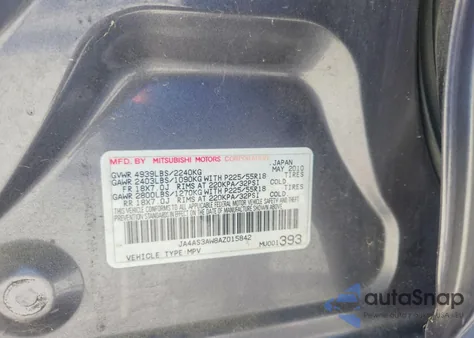 2010 Mitsubishi Outlander Se z USA, uszkodzony, nr VIN JA4AS3AW8AZ015842